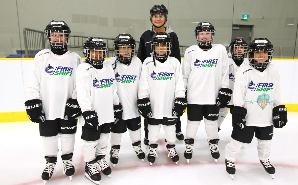Team of young hockey players